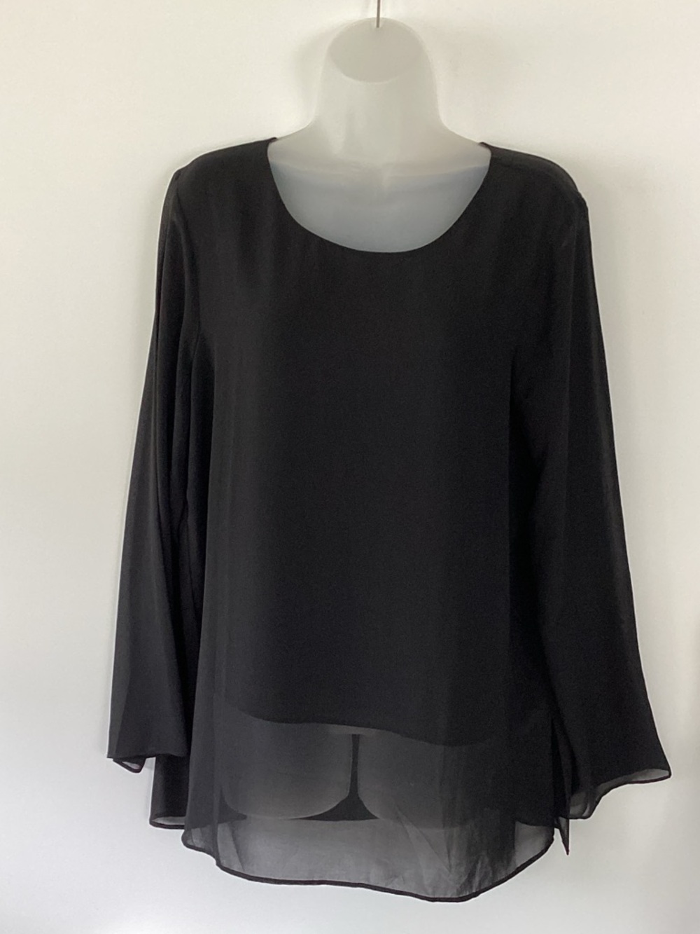 Ann Taylor Factory Black Layered Scoop Neck Blouse
